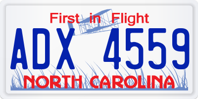 NC license plate ADX4559