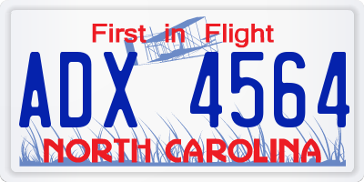 NC license plate ADX4564
