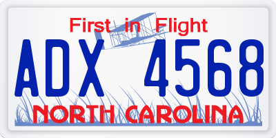 NC license plate ADX4568