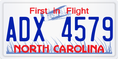 NC license plate ADX4579