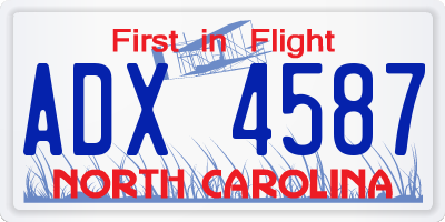 NC license plate ADX4587