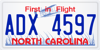 NC license plate ADX4597