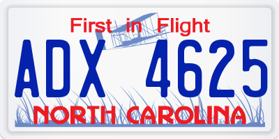 NC license plate ADX4625