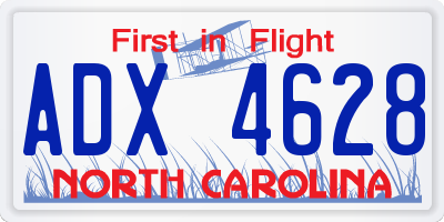 NC license plate ADX4628