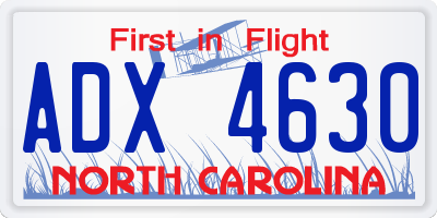 NC license plate ADX4630