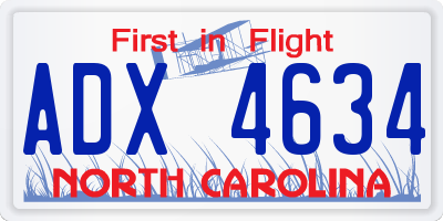 NC license plate ADX4634