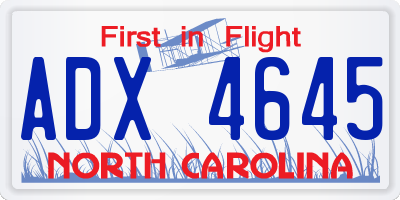 NC license plate ADX4645