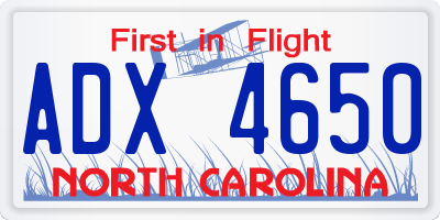 NC license plate ADX4650