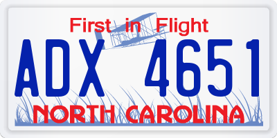 NC license plate ADX4651
