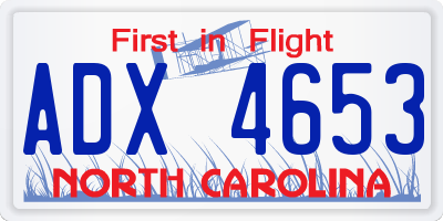 NC license plate ADX4653