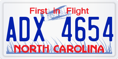 NC license plate ADX4654
