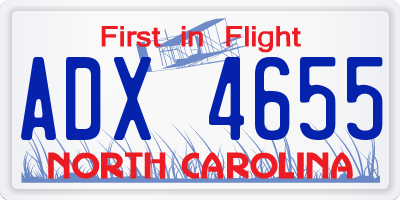 NC license plate ADX4655