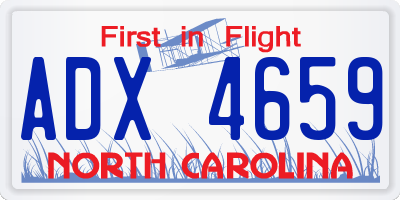 NC license plate ADX4659