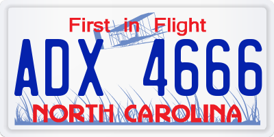 NC license plate ADX4666