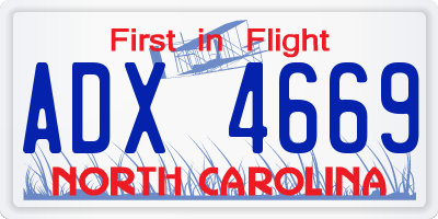 NC license plate ADX4669