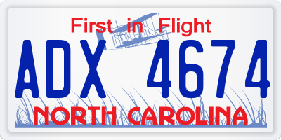 NC license plate ADX4674