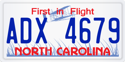 NC license plate ADX4679