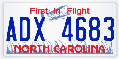 NC license plate ADX4683