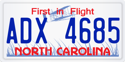 NC license plate ADX4685