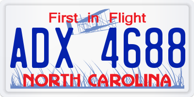 NC license plate ADX4688