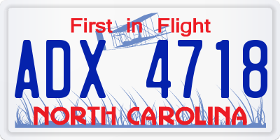 NC license plate ADX4718