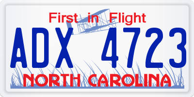 NC license plate ADX4723