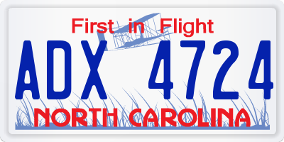 NC license plate ADX4724