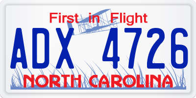 NC license plate ADX4726