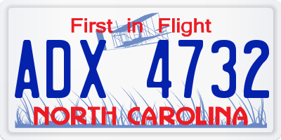 NC license plate ADX4732