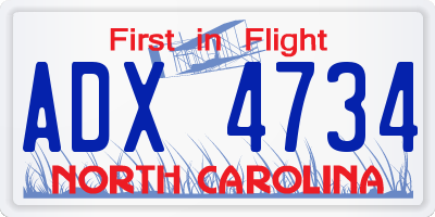 NC license plate ADX4734