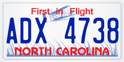 NC license plate ADX4738