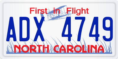 NC license plate ADX4749