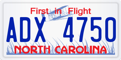 NC license plate ADX4750