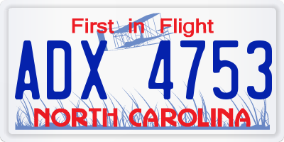 NC license plate ADX4753