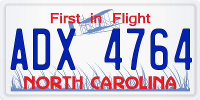 NC license plate ADX4764