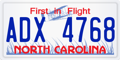 NC license plate ADX4768