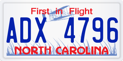NC license plate ADX4796