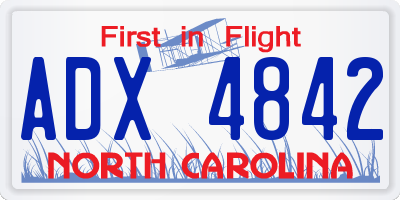NC license plate ADX4842