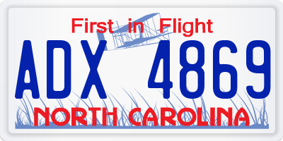 NC license plate ADX4869