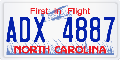 NC license plate ADX4887