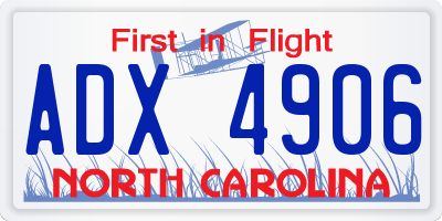 NC license plate ADX4906