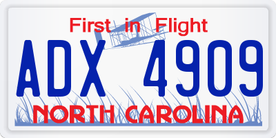 NC license plate ADX4909