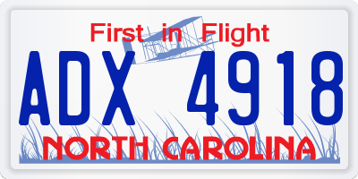 NC license plate ADX4918