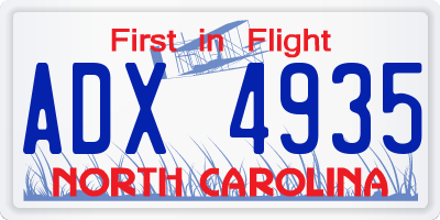 NC license plate ADX4935