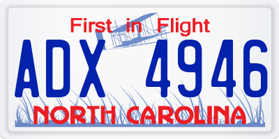 NC license plate ADX4946