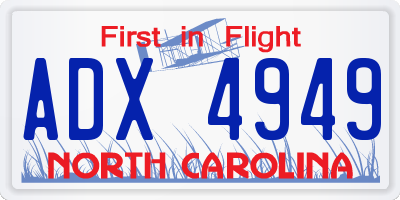 NC license plate ADX4949