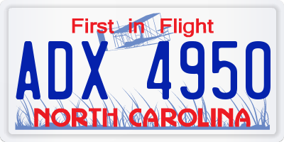 NC license plate ADX4950
