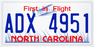 NC license plate ADX4951
