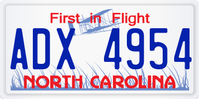 NC license plate ADX4954