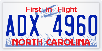 NC license plate ADX4960